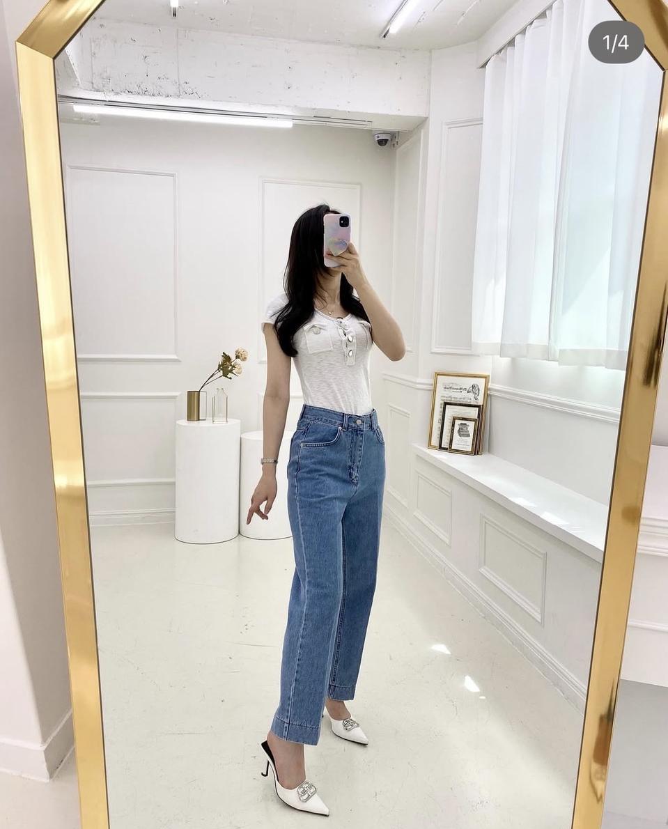 중청 데님 팬츠 롤업 청바지 S 일자 와이드 루즈