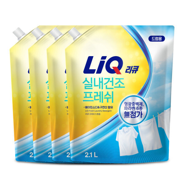 리큐 실내건조 프레쉬 세탁세제 2.1L 4개 일반/드럼