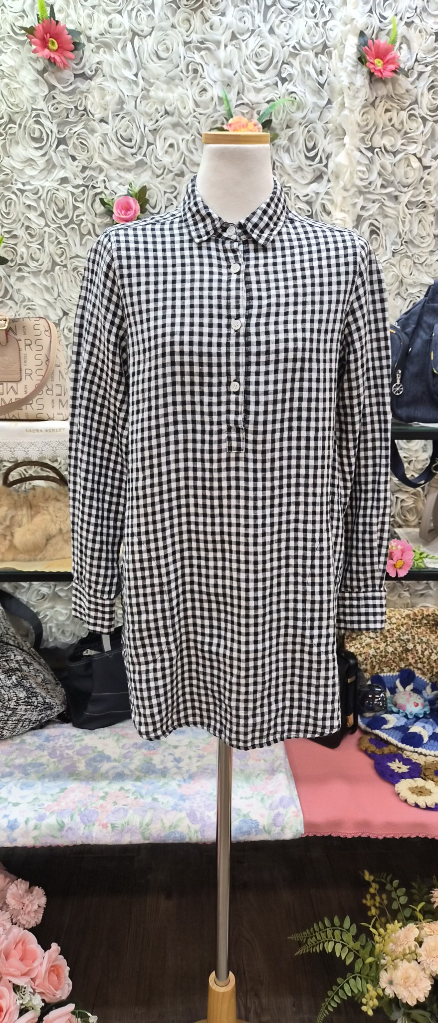 MIZUIRO LINEN 마 100% 고급 롱셔츠 55