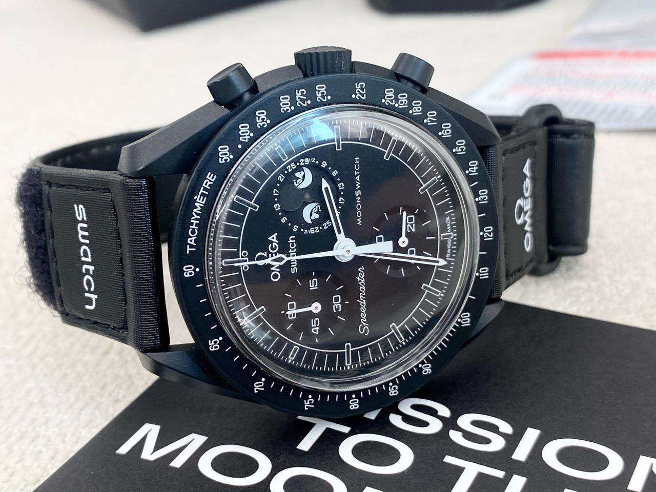 오메가 스와치 미션 투 더 문페이즈 스누피 40mm 쿼츠