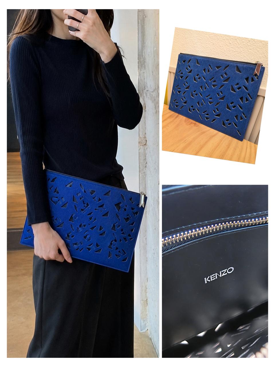 (정품) KENZO 겐조 레이저 컷 송치 클러치백 / 남녀공용