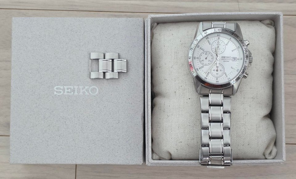 세이코 (SEIKO) 크로노 그래프 SBTQ039 실버/화이트 시계