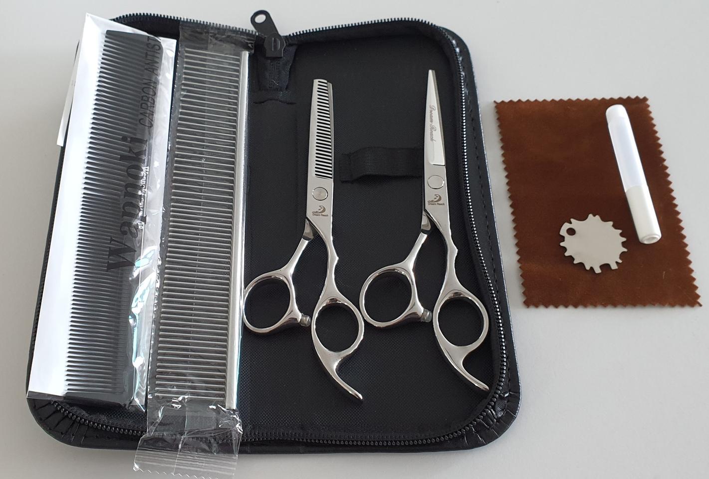 고급 미용전용가위2p+연장3p+보관가방 풀세트(새상품)