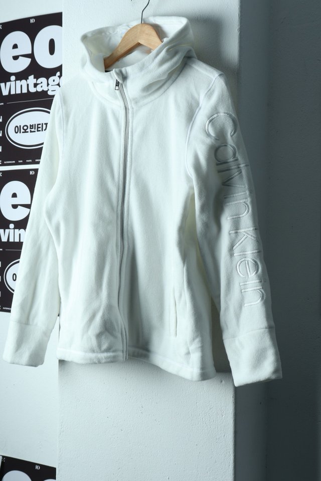(L-XL) 캘빈클라인 집업 바람막이 점퍼자켓 화이트 후드-H38470