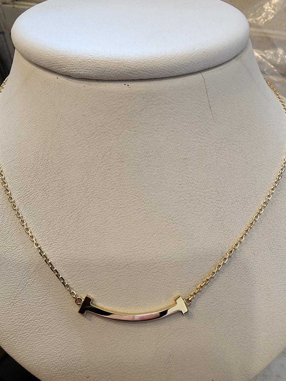 14k T자. 목걸이.   1.3