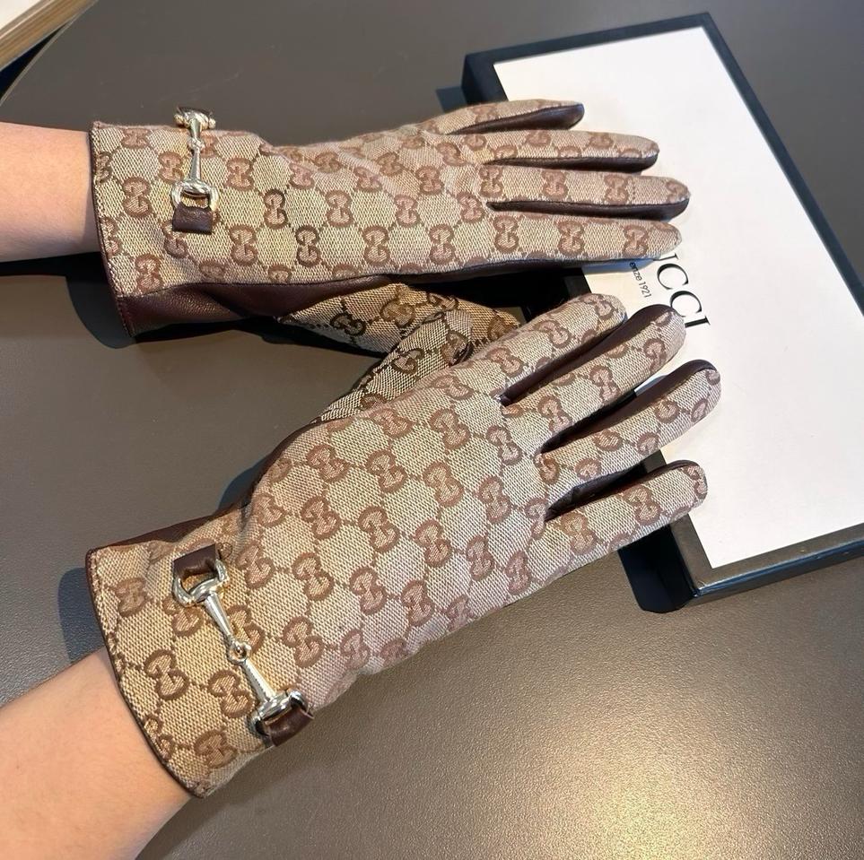 구찌 패턴 가죽 장갑