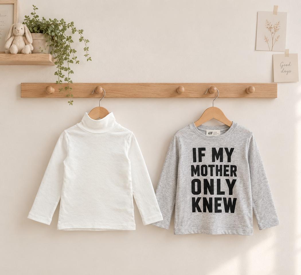 H&M키즈 목폴라 긴팔 티셔츠 2Y 2종