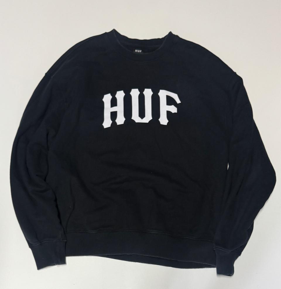 정품 허프 HUF 23년도 아치 빅 로고 스웻 맨투맨 XL 블랙