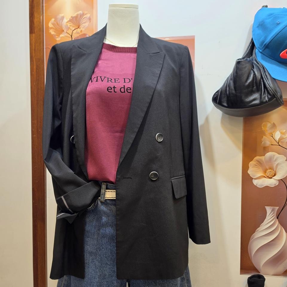 타하리 TAHARI 더블 브레스트 블랙 재킷