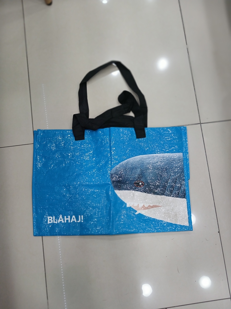 BLAHJA 이케아 상어 타포린 쇼핑백 중고 가로53세로36폭34