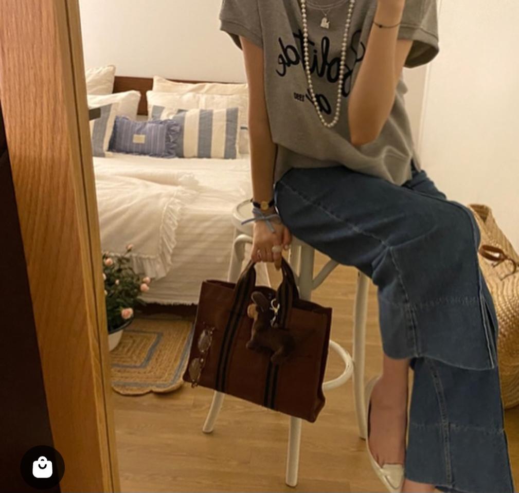 로즈베이 투톤 브리프 토트백 브라운