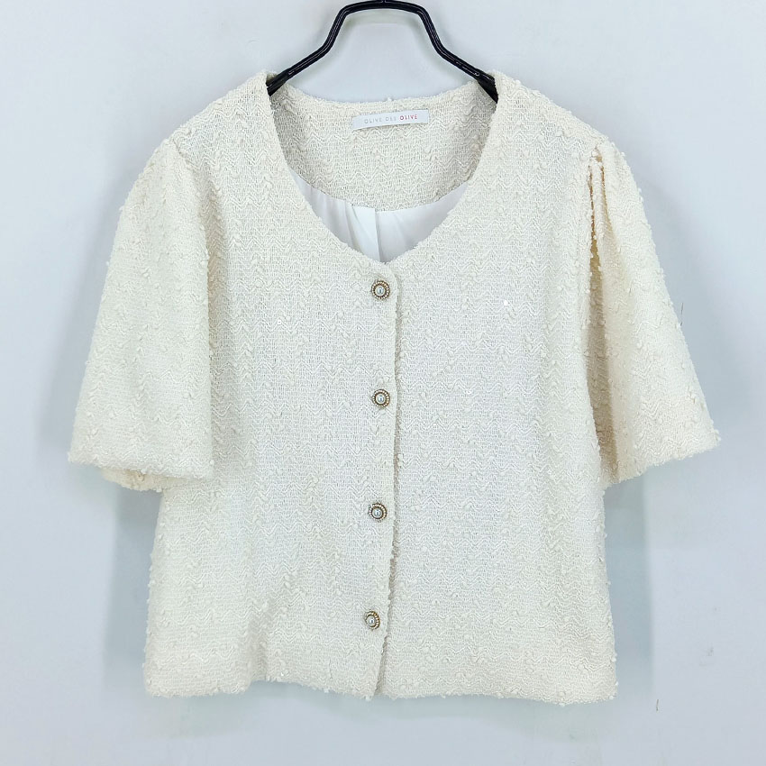 올리브데올리브 여성 춘추 반팔숏자켓 아이보리91 (HU47128)