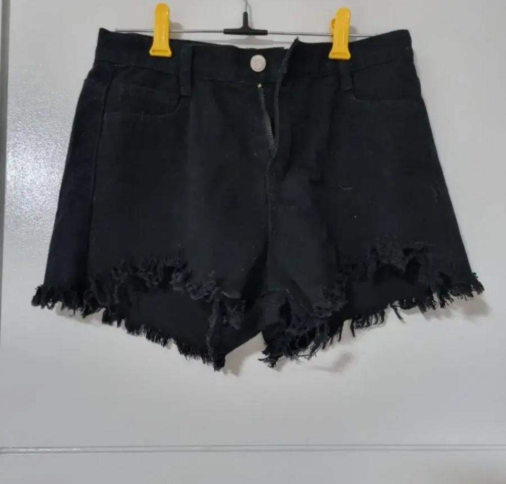 블랙 데님 숏팬츠 M