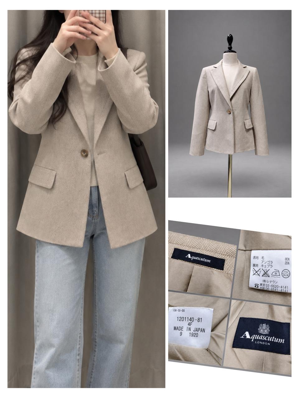 (정품) 아쿠아스큐텀(Aquascutum) 여성 헤링본 울 자켓