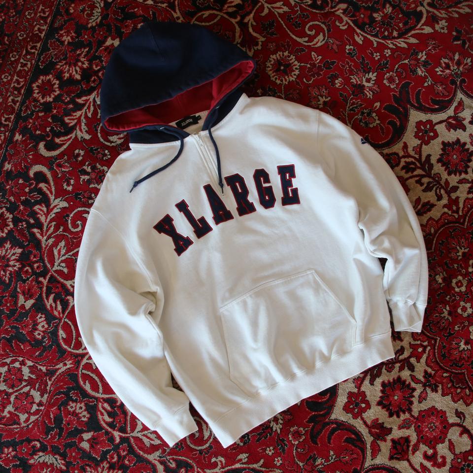 (착용컷) XLARGE 하프 집업 후드 티셔츠 (남성용 105)