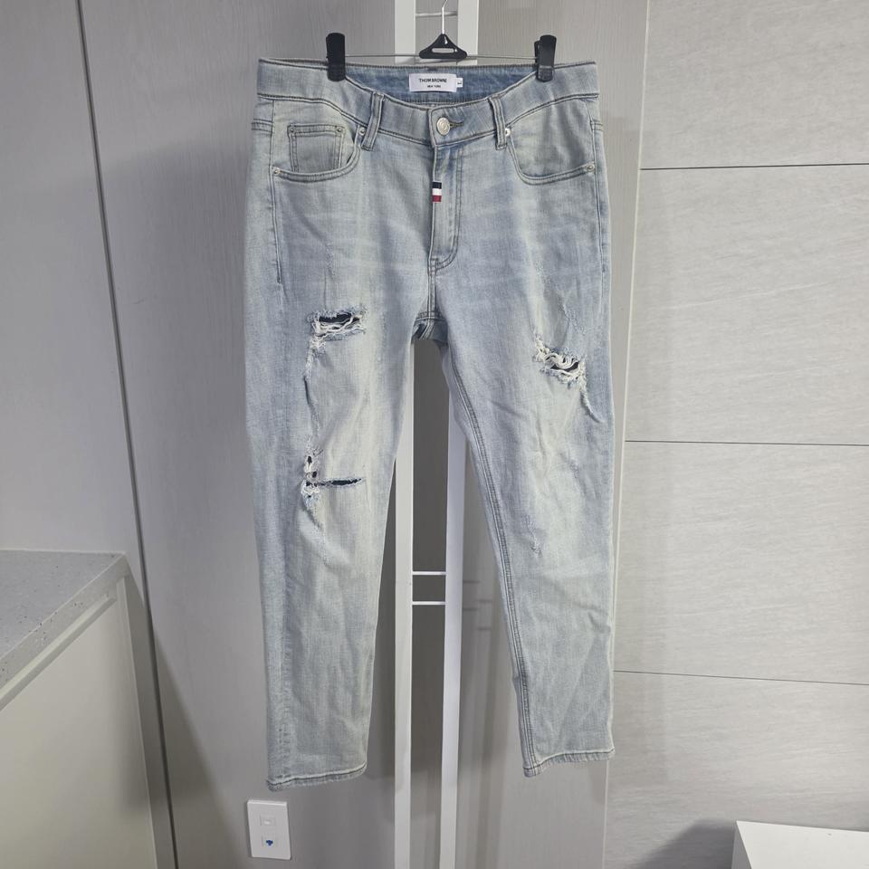 톰브라운 뉴욕 연청 데미지 청바지 L