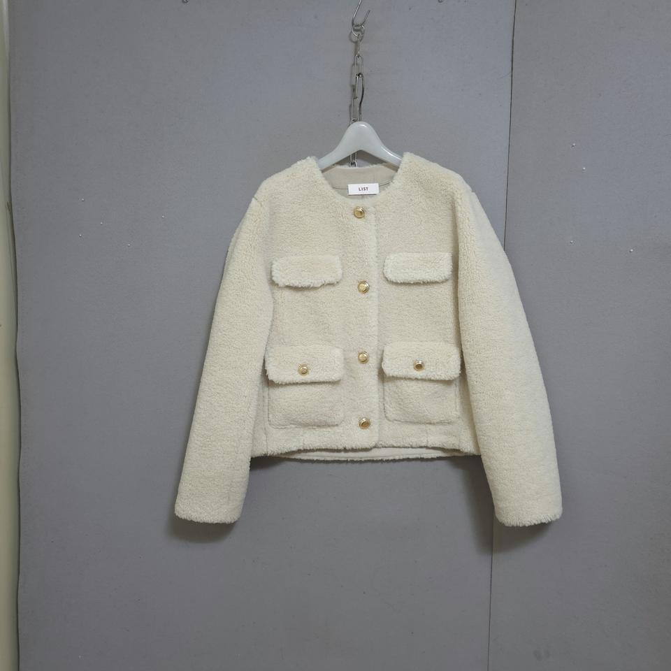 리스트 아이보리 털 코트 55   n9305