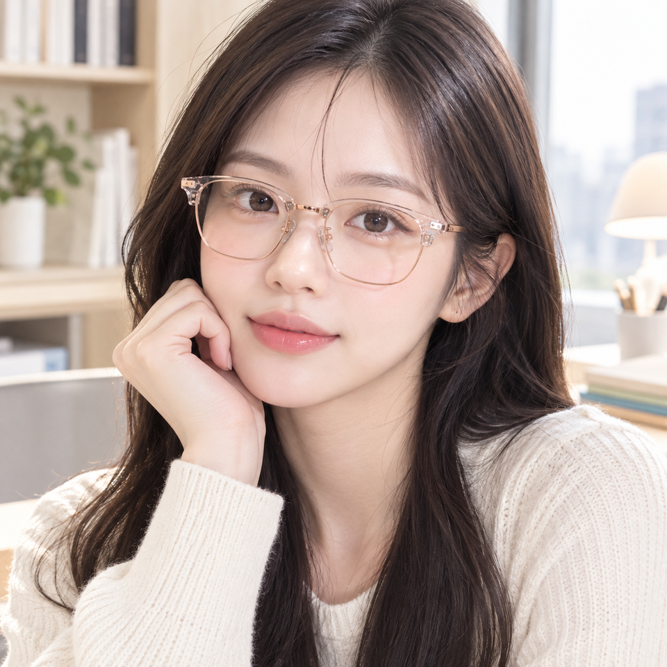 트랜디온 U 투명 로즈골드 하금안경테 세련된 고급 L-LFBOF 새제품