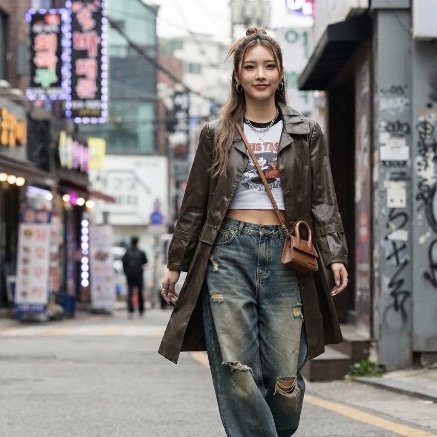 Mezis 초코브라운 코팅자켓