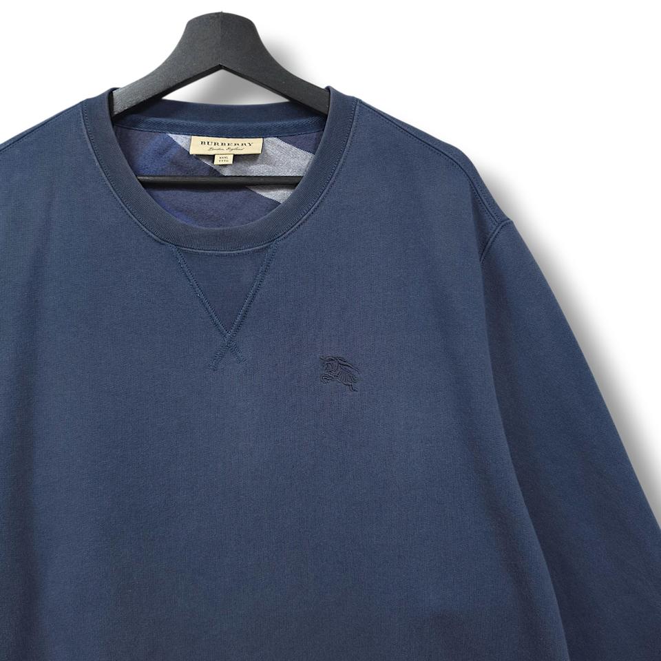 [3XL] 버버리 네이비 클래식 맨투맨 기모 긴팔티셔츠