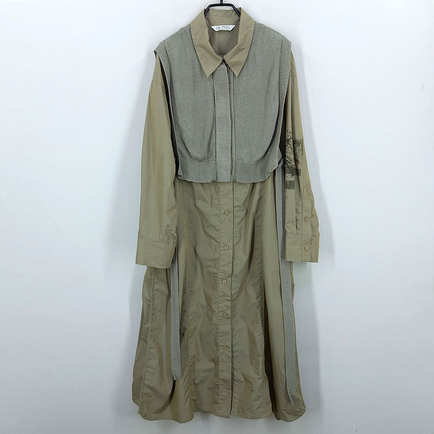 데무 여 춘추 홑겹 바스락 롱셔츠원피스 연카키브라운 (HU47478)