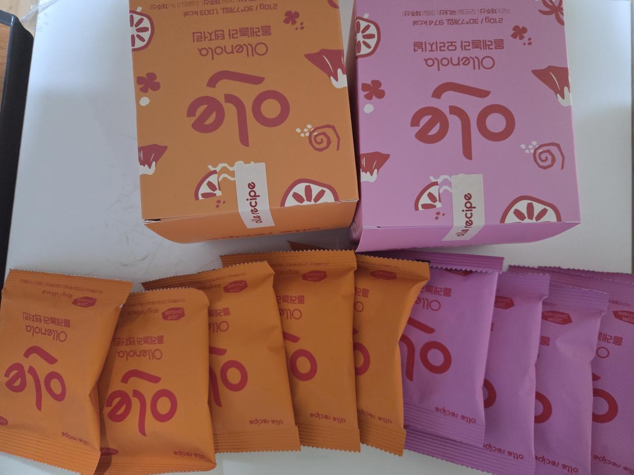 올레놀라 오리지널맛과 탱저린맛