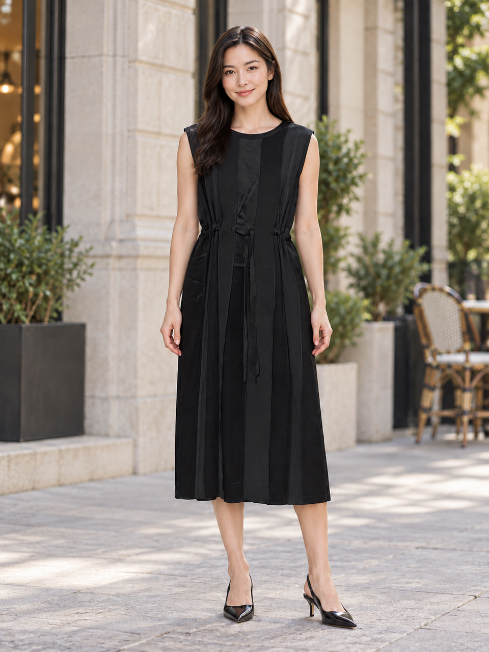 DKNY 여성S 트리아세테이트 스트링 롱원피스