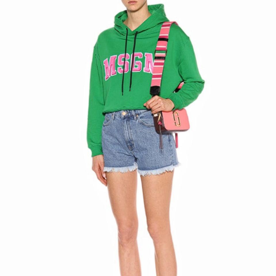 MSGM 로고 크롭 후드 티셔츠