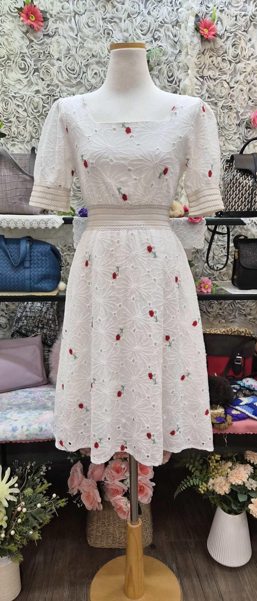 이쁜 펀칭 면 혼방 원피스 44 55