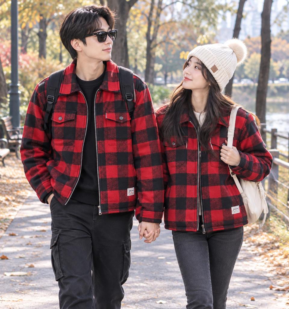 세인트페인 퀼팅패딩 폴폴기모 체크집업자켓 거의새옷 택L