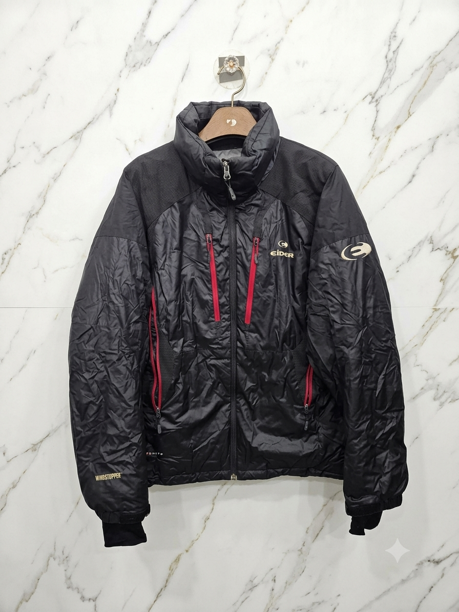 L,100 )) EiDER 아이더 구스다운 패딩! 블랙 & 레드 포인트~