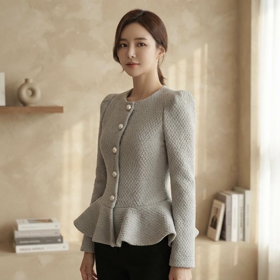 회색 페플럼 자켓