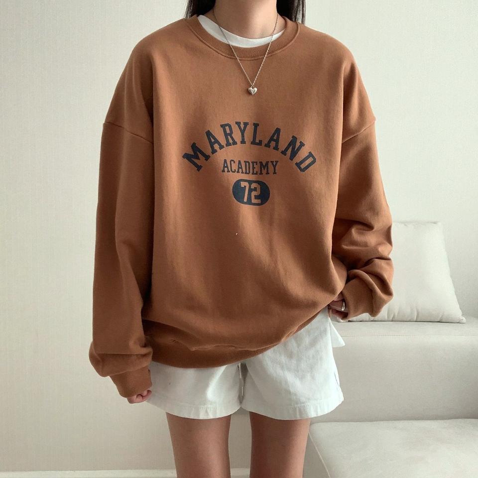 면100% 레터링 맨투맨 티 캐주얼 데일리룩 <브라운>