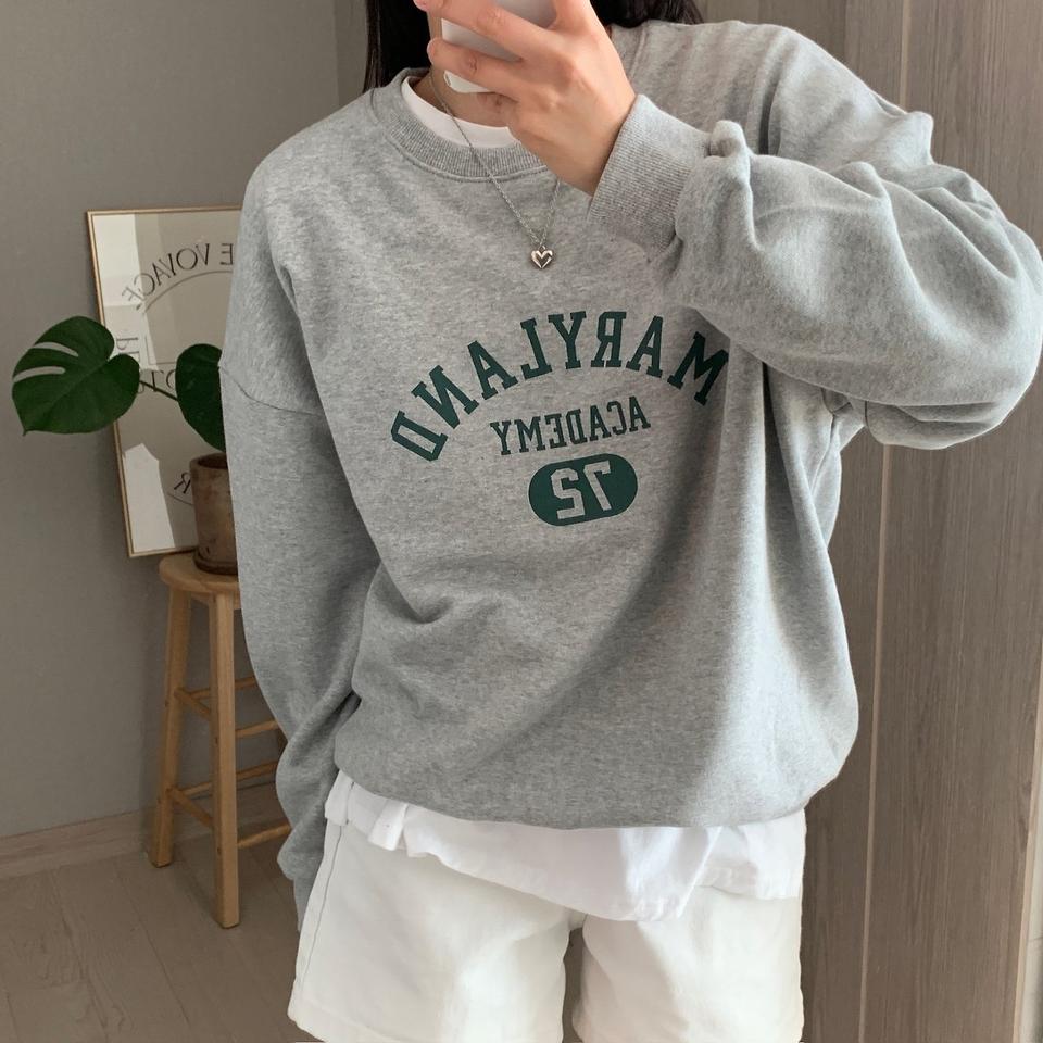 면100% 레터링 맨투맨 티 캐주얼 데일리룩 <그레이>