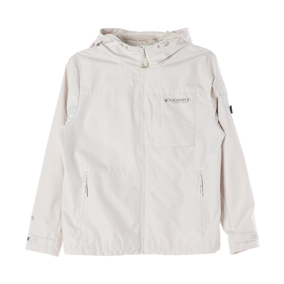 디스커버리 21FW 로고 프린트 후드 바람막이 재킷 아이보리