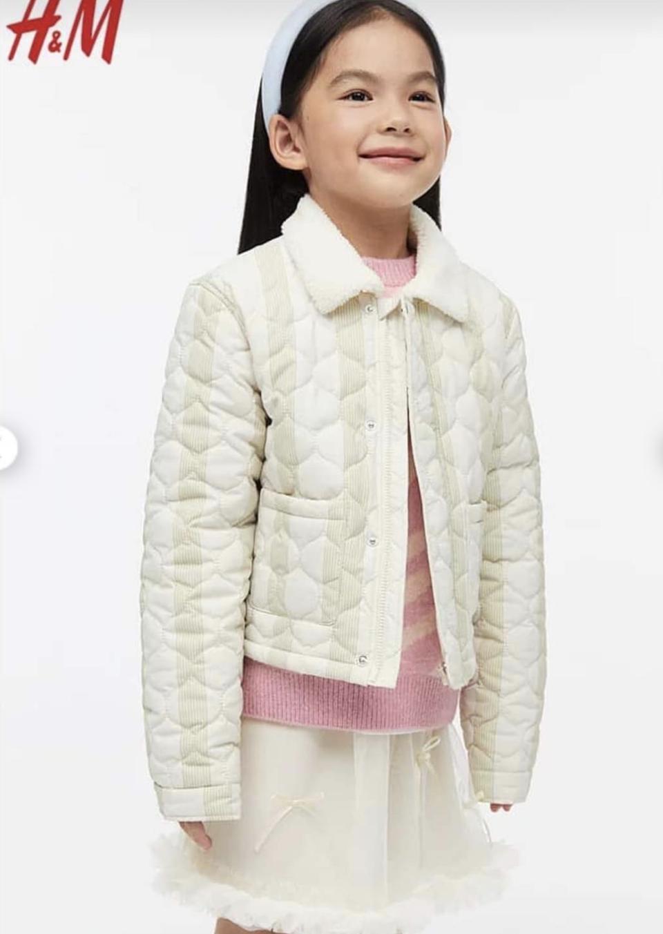 H&M 키즈 퀼팅 자켓 아이보리 140