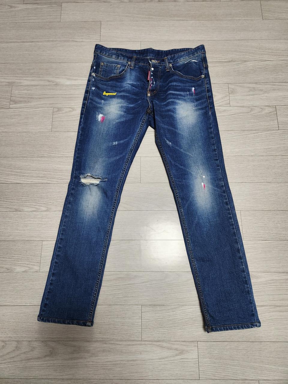 (32~33)디스퀘어드2 남성 찢청 페인팅 데님팬츠
