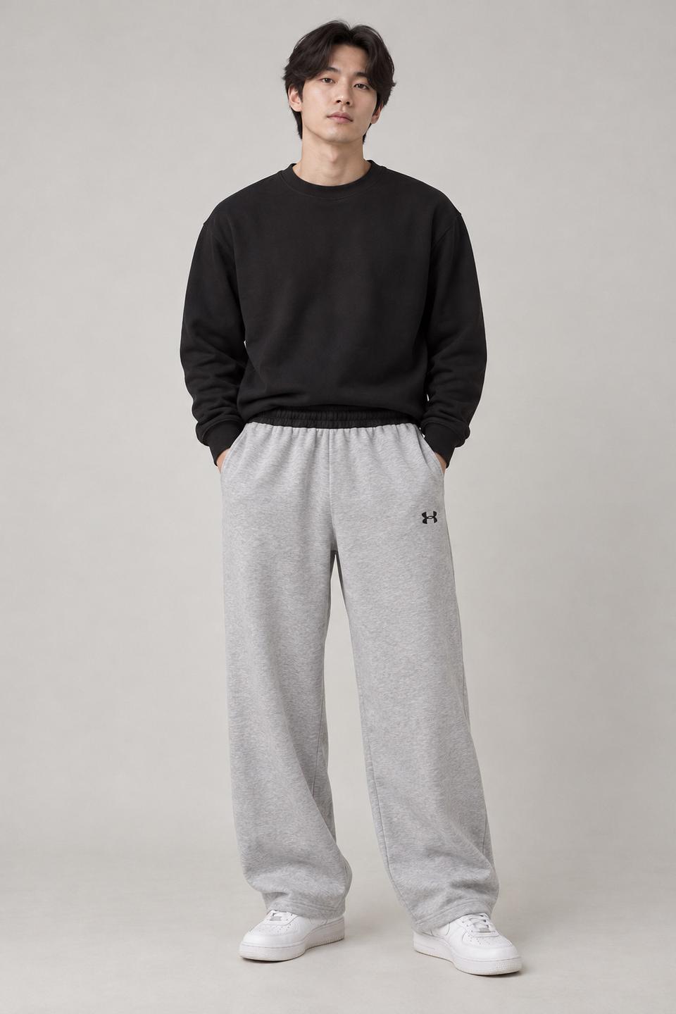 105xl 언더아머 기모 와이드 일자 바지 그레이 정품