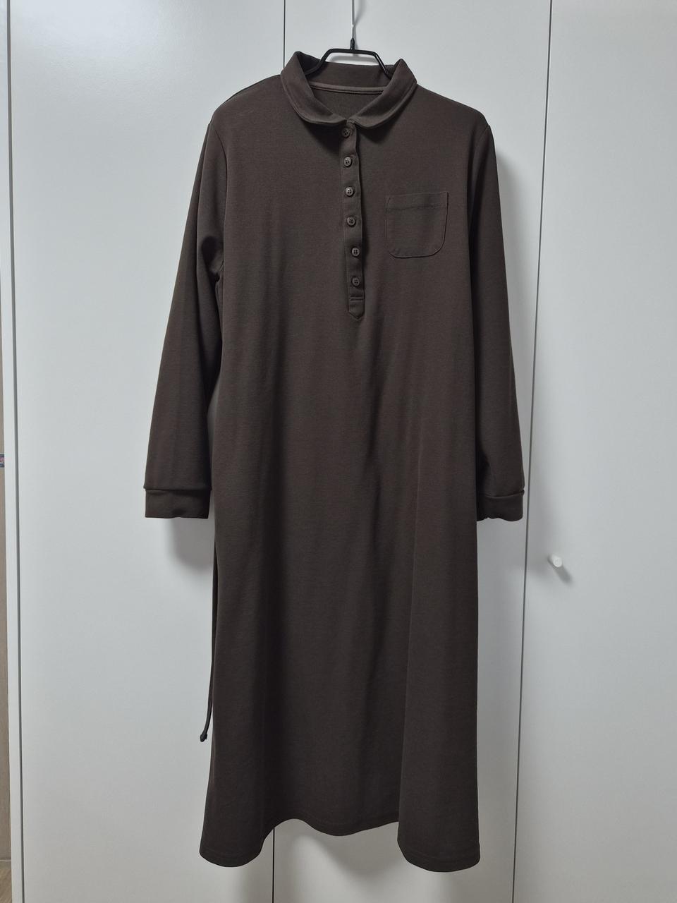 브라운 카라 롱 원피스
