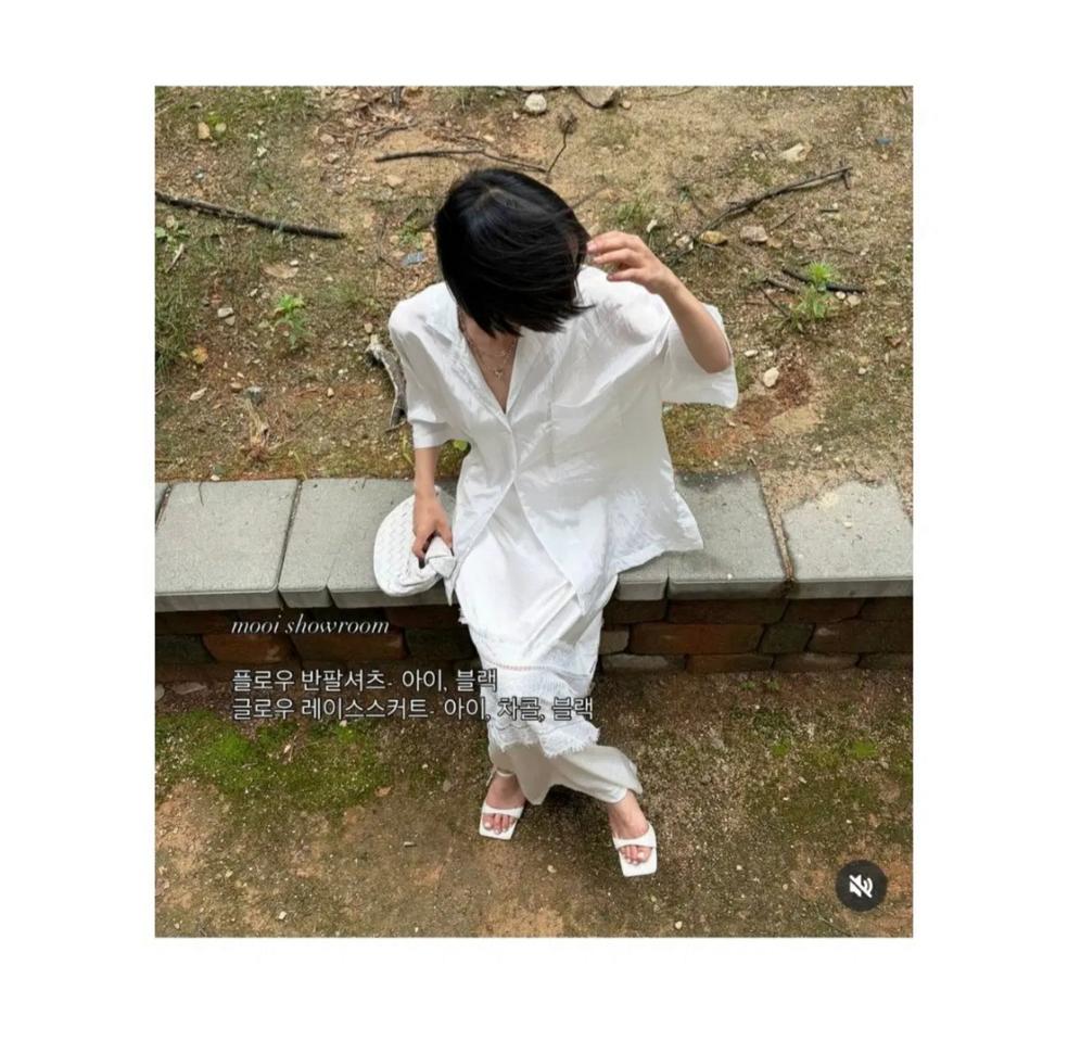 무이쇼룸 플로우 반팔 셔츠 - 아이보리